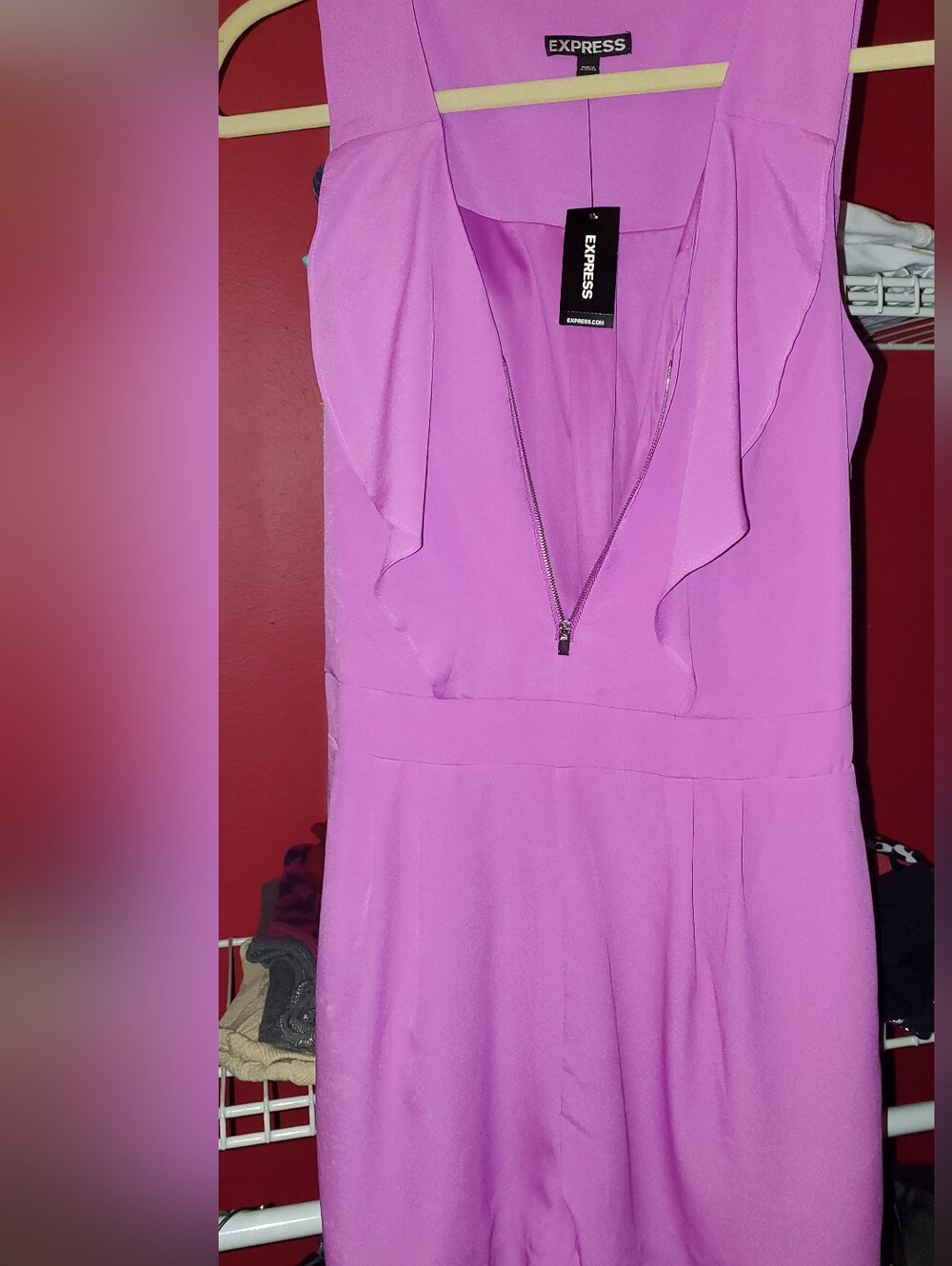 Express Pink V-Neck Sleeveless Jumpsuit